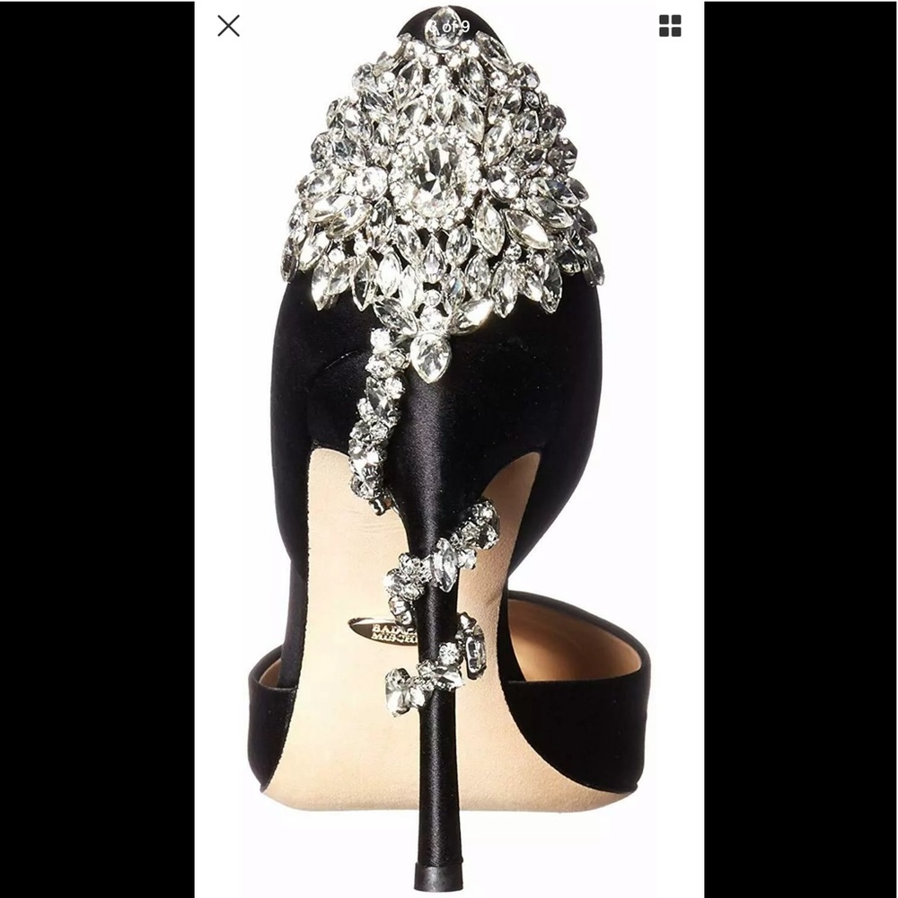 Badgley Mischka Elegant Black Heels with Crystal Embellishments